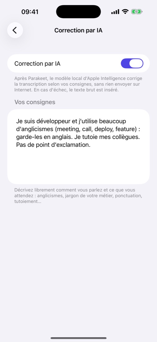 Consignes pour la correction par IA
